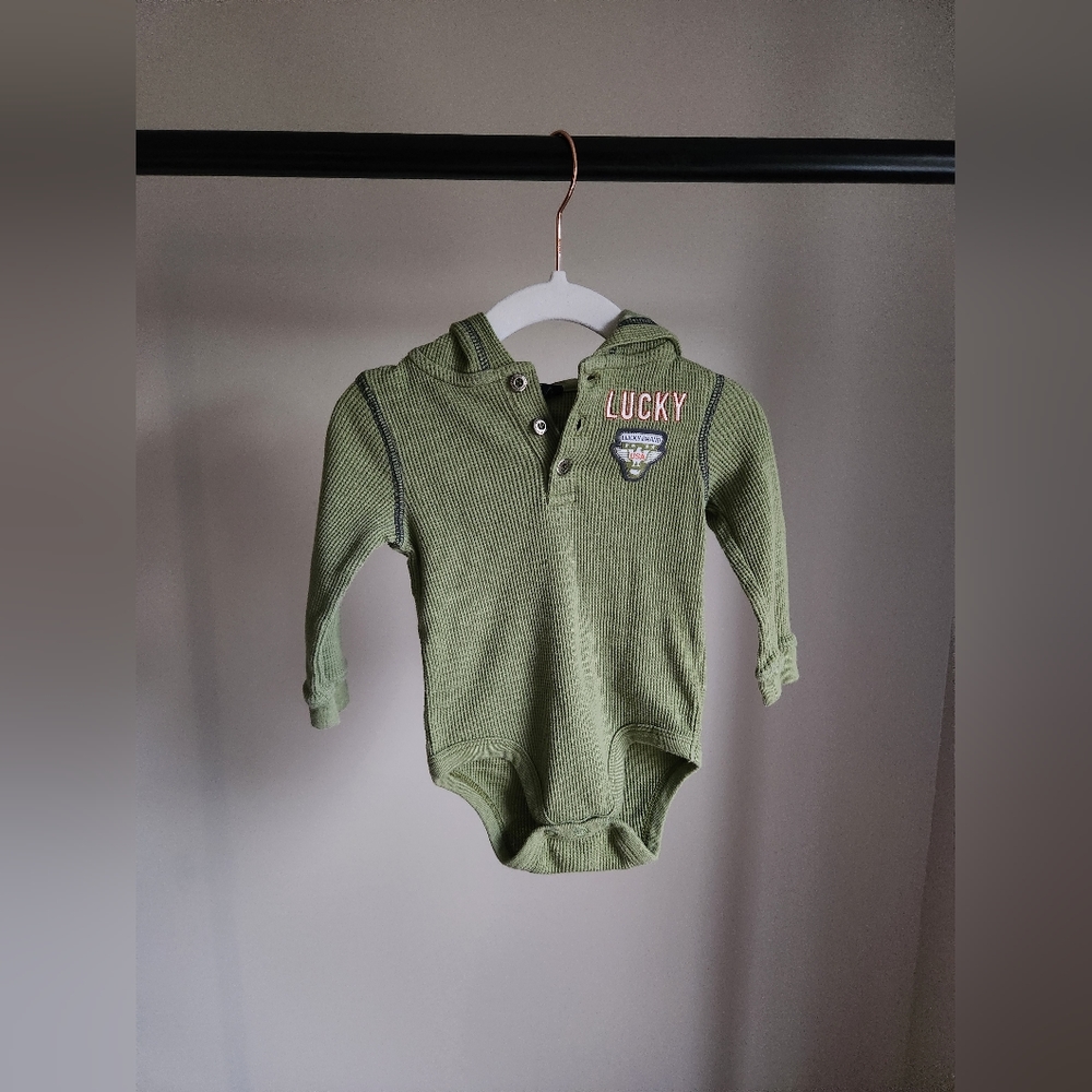 Lucky Brand Hooded Onesie & Pants Outfit 6-9M